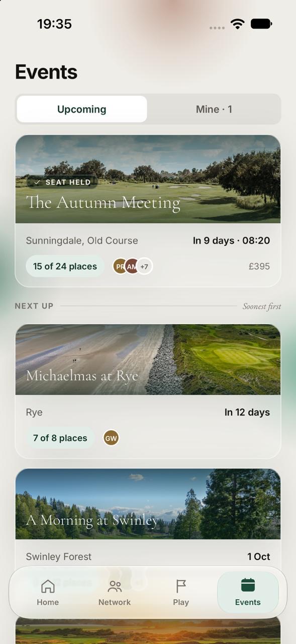 Upcoming gatherings in The 19th Society app